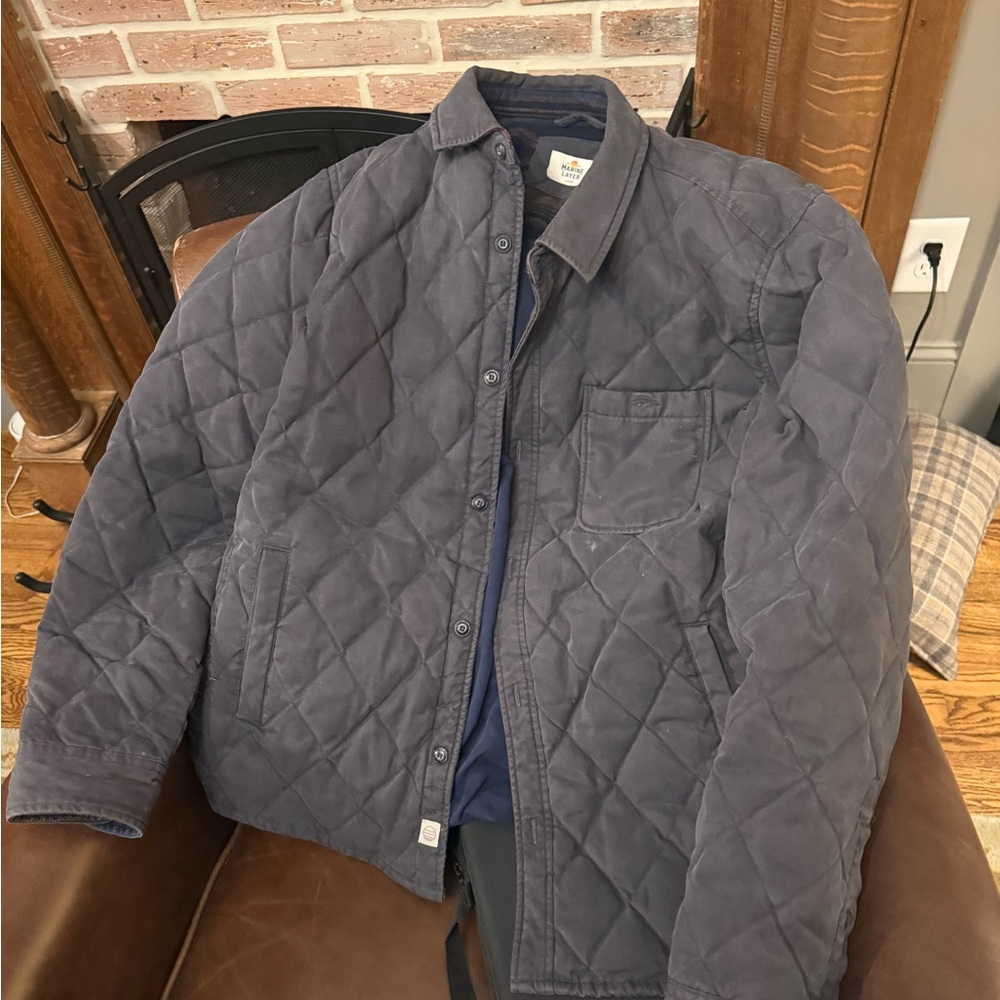 Marine Layer Quilted Jacket in Dark Gray